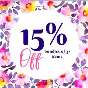 15% OFF WITH BUNDLES OF 3+ ITEMS!!! ❤️❤️❤️❤️🎉🎉🎉🎉❤️❤️❤️❤️